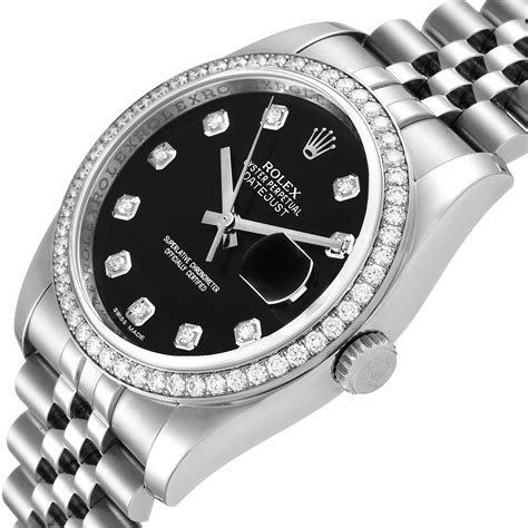 midsize rolex datejust diamond dial &|rolex datejust black face diamonds.